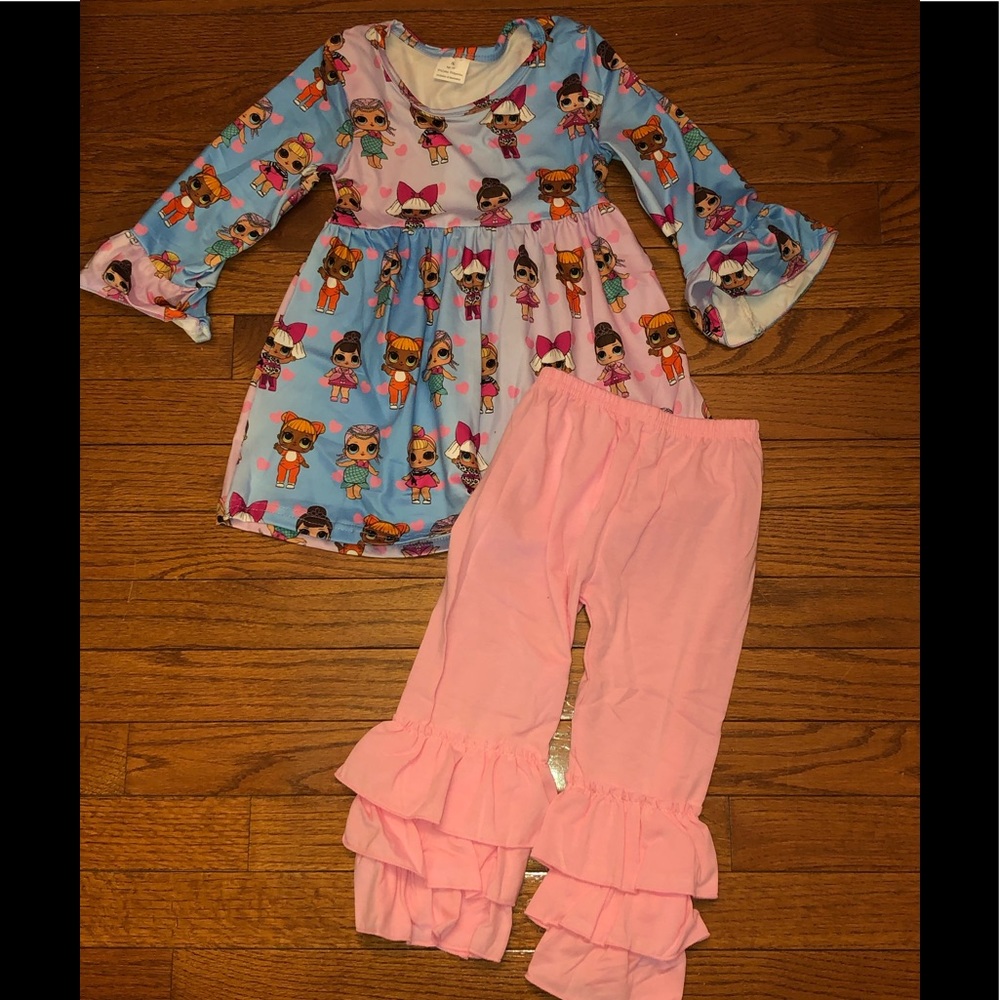 LOL doll ruffle pants and pearl top boutique new